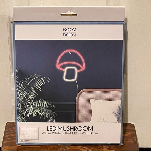 NIB Room 2 Room LED Neon Mushroom Battery Operated Light Red and White - Picture 3 of 7